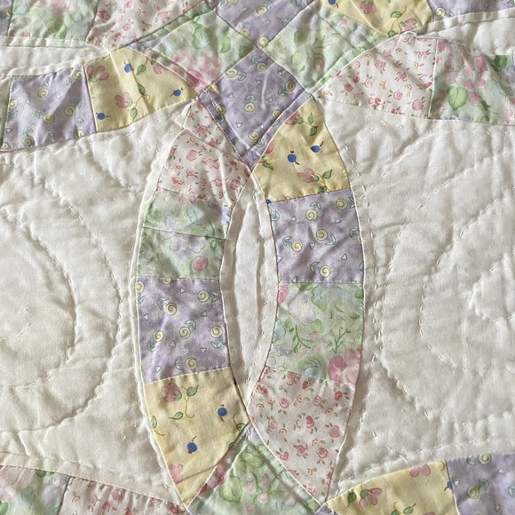 Vintage JCP Quilt Hand Stitched Multicolor Twin 85x86" Cottage Country Granny - Picture 4 of 9